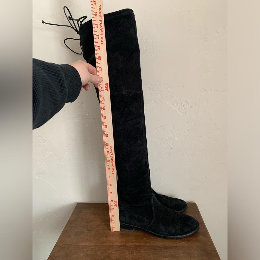 Stuart Weitzman Lowland Stretch Over The Knee Boots Black Suede sz 7.5 - Picture 7 of 10